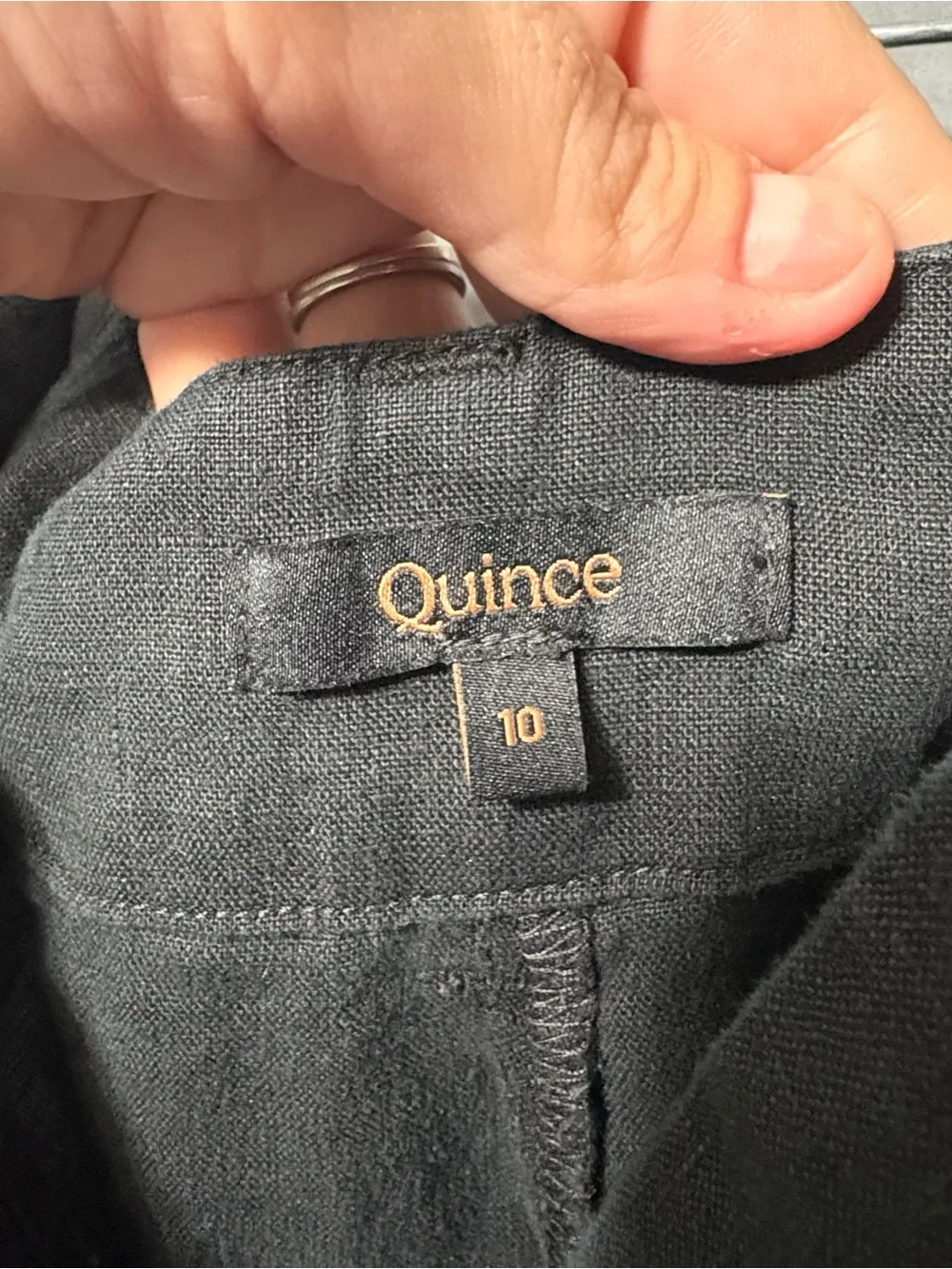 Quince Black 100% European Linen Wide Leg Trousers